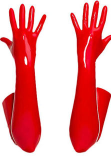 PVC Long Gloves Red