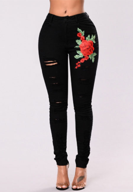 Roses Jean Leggings Black